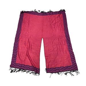 Multicolored REVERSABLE Wrap 56” Slit 28” Split Head Wrap Scarf Shawl Red Fringe